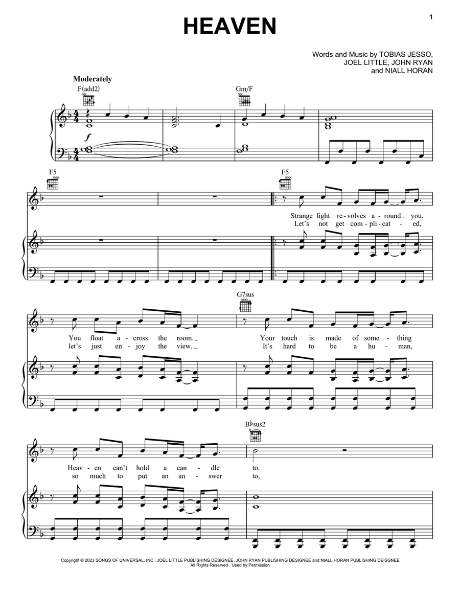 Heaven Piano, Vocal, Guitar scores gallery preview page 1