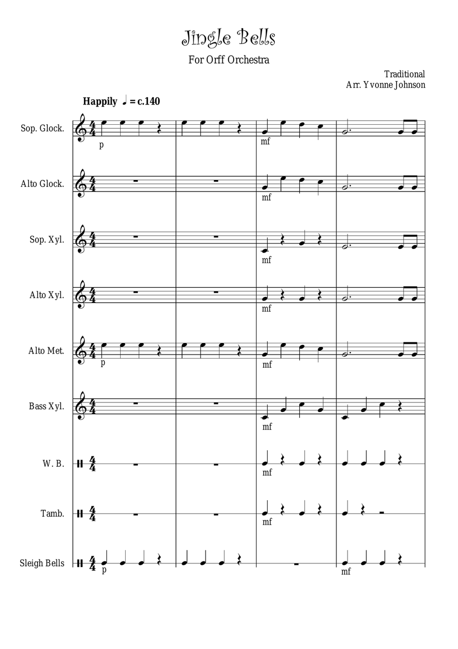 Jingle Bells - For Orff Ensemble Percussion Ensemble scores gallery preview page 1
