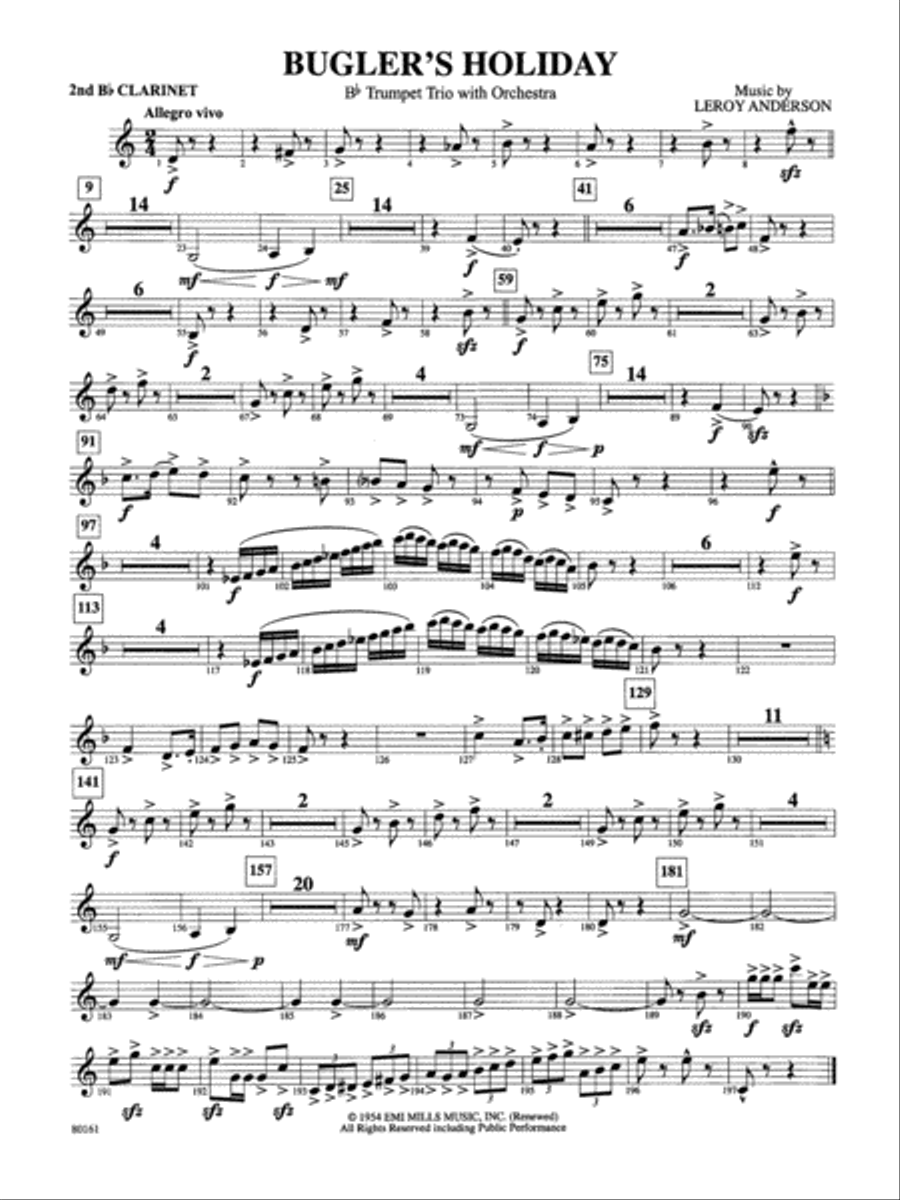 Bugler's Holiday: 2nd B-flat Clarinet Full Orchestra scores gallery preview page 1
