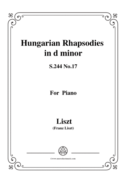Liszt-Hungarian Rhapsodies, S.244 No.17 in d minor,for piano image number null