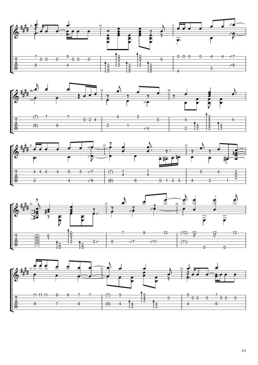 Kilómetro 11 (Chamamé - E Major) Guitar Tablature scores gallery preview page 2