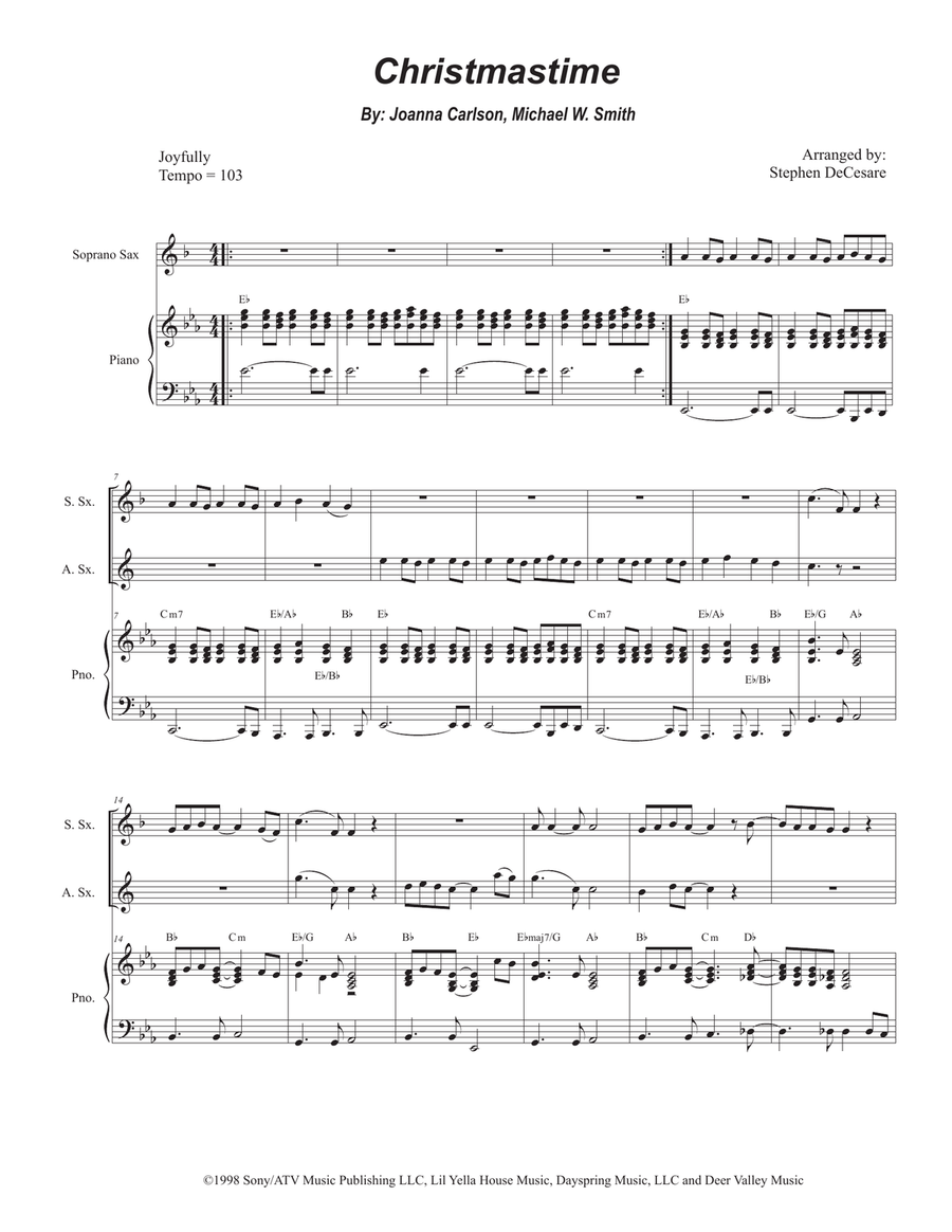 Christmastime Soprano Saxophone scores gallery preview page 1