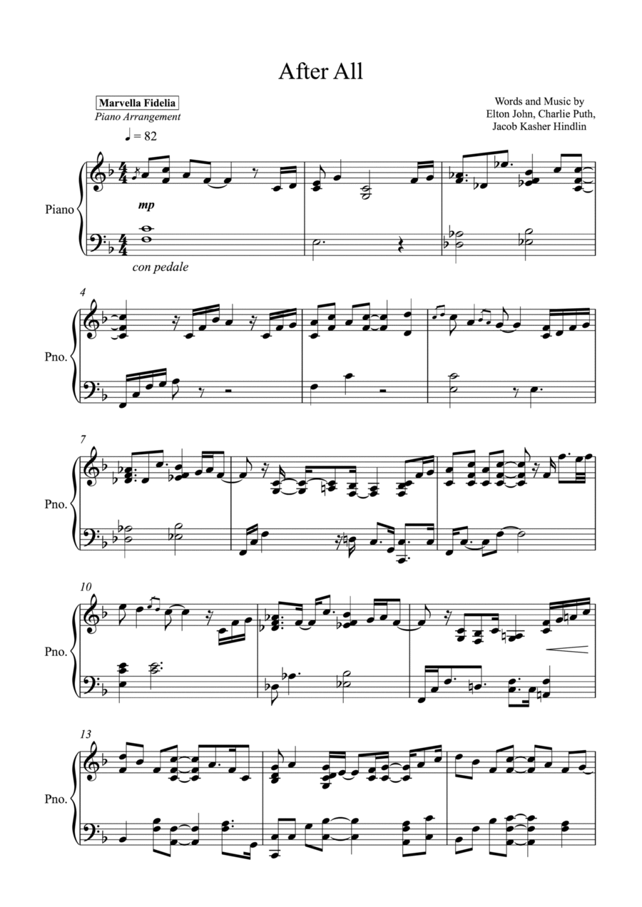 After All After All Piano Solo scores gallery preview page 1