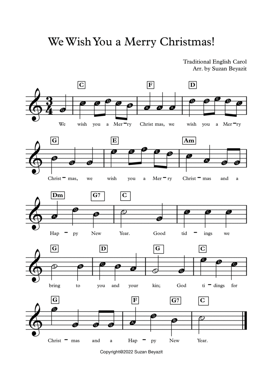 We Wish You a Merry Christmas with Big Notes by Traditional
