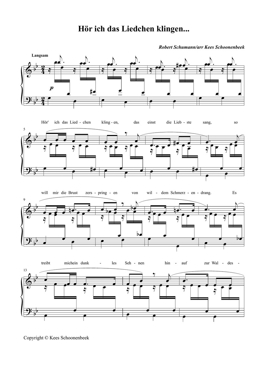 Hör ich das Liedchen klingen Piano Solo scores gallery preview page 1