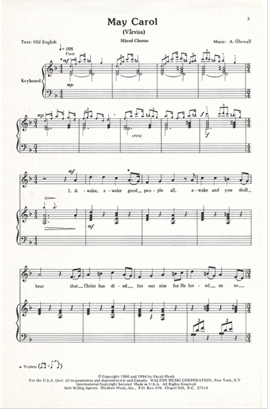 May Carol (Vårvisa) 4-Part scores gallery preview page 2