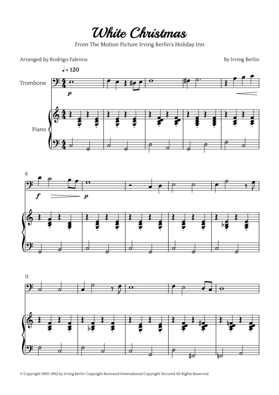 White Christmas Piano scores gallery preview page 1