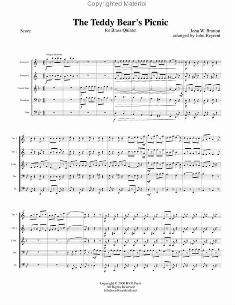 Teddy Bear's Picnic Teddy Bear's Picnic Brass Quintet scores gallery preview page 2