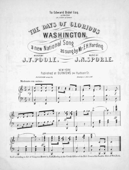 The Days of Glorious Washington. A New National Song