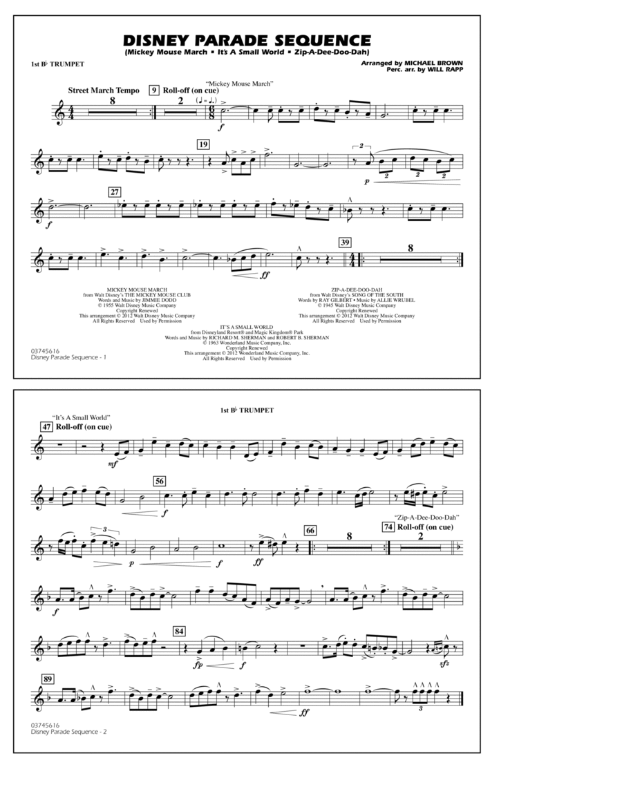 Disney Parade Sequence - 1st Bb Trumpet Marching Band scores gallery preview page 1