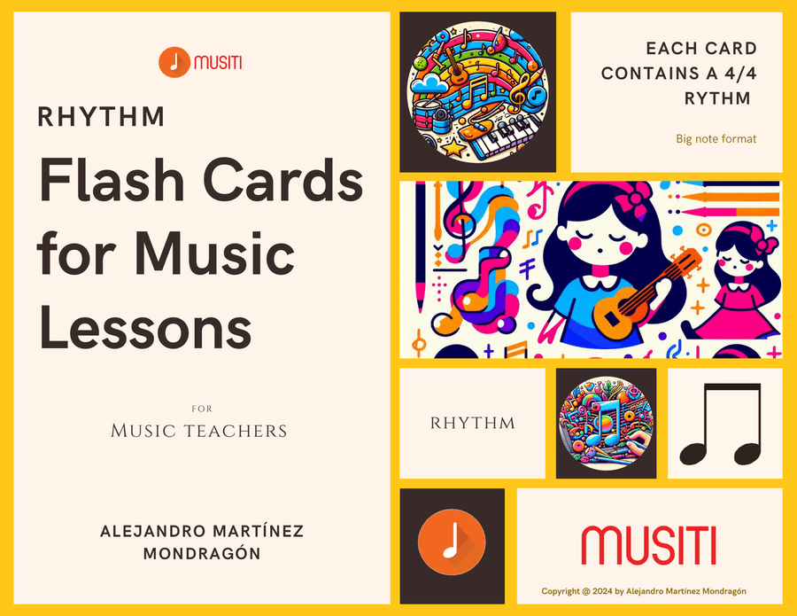 Rhythm Flash Cards For Music Lessons Flash Cards & Games scores gallery preview page 1