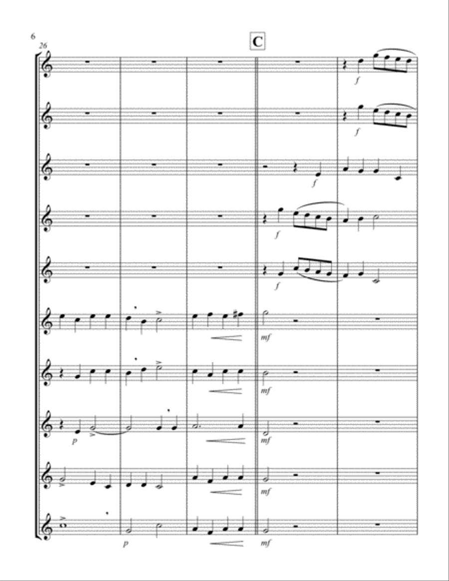 Hodie Christus Natus Est (2 Tenor Saxophone Quintets) Saxophone Quintet scores gallery preview page 6