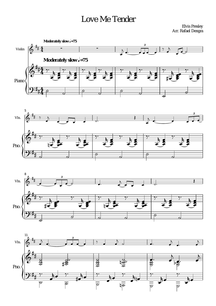 Love Me Tender Love Me Tender Violin Solo scores gallery preview page 1