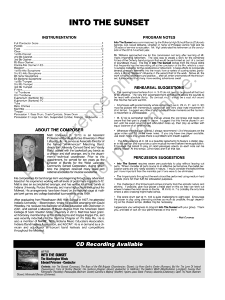 Into The Sunset Concert Band scores gallery preview page 3