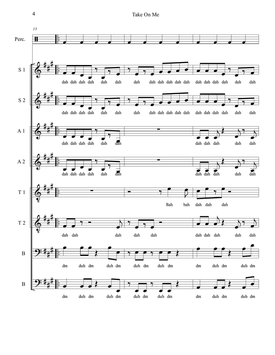 Take On Me Take On Me Choir scores gallery preview page 5