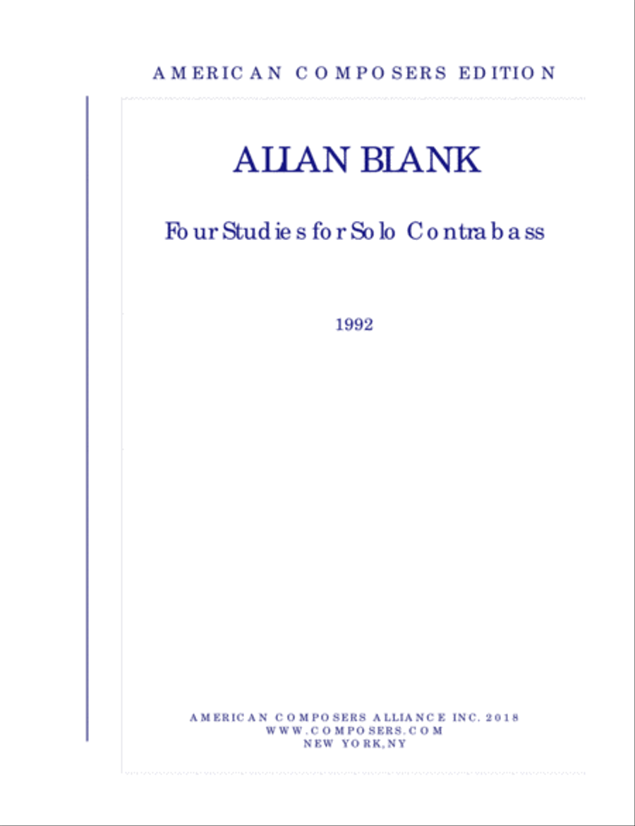 [Blank] Four Studies for Contrabass Double Bass scores gallery preview page 1