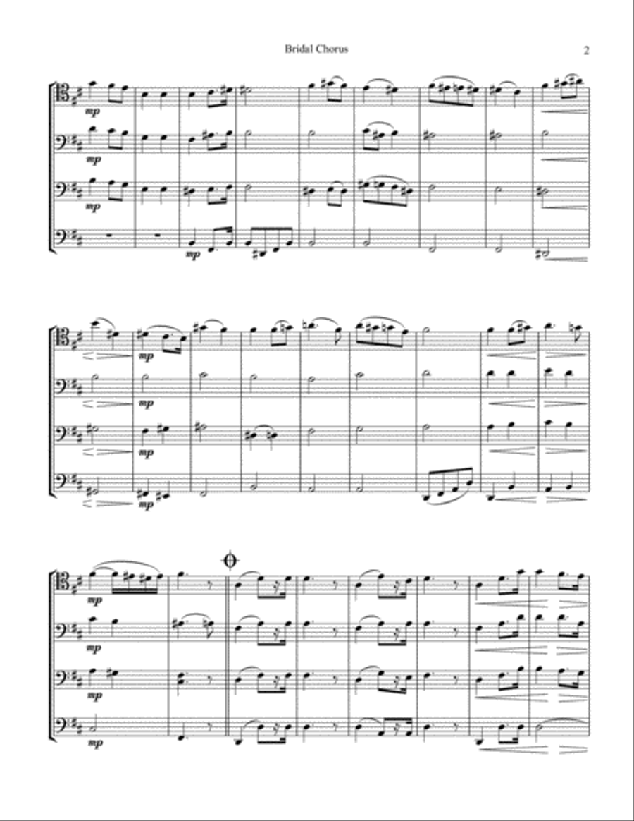 Bridal Chorus / Here Comes the Bride! for cello quartet String Quartet scores gallery preview page 3