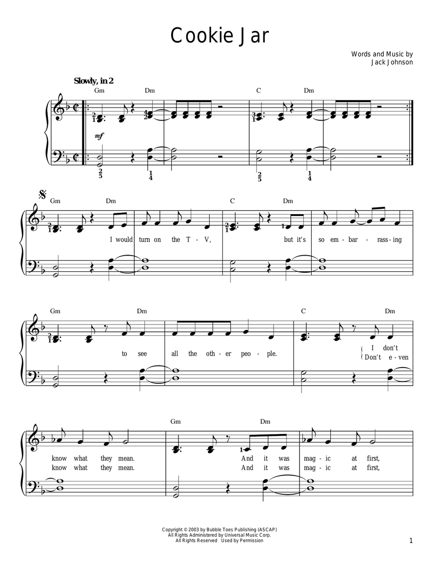 Cookie Jar Cookie Jar Easy Piano scores gallery preview page 1
