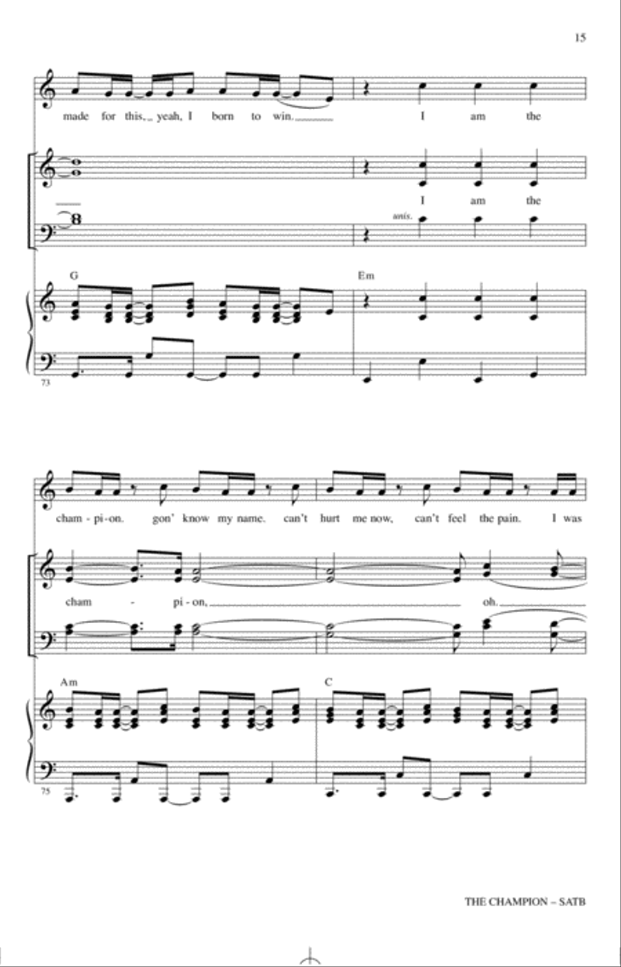 The Champion (feat. Ludacris) (arr. Mac Huff) 4-Part scores gallery preview page 14