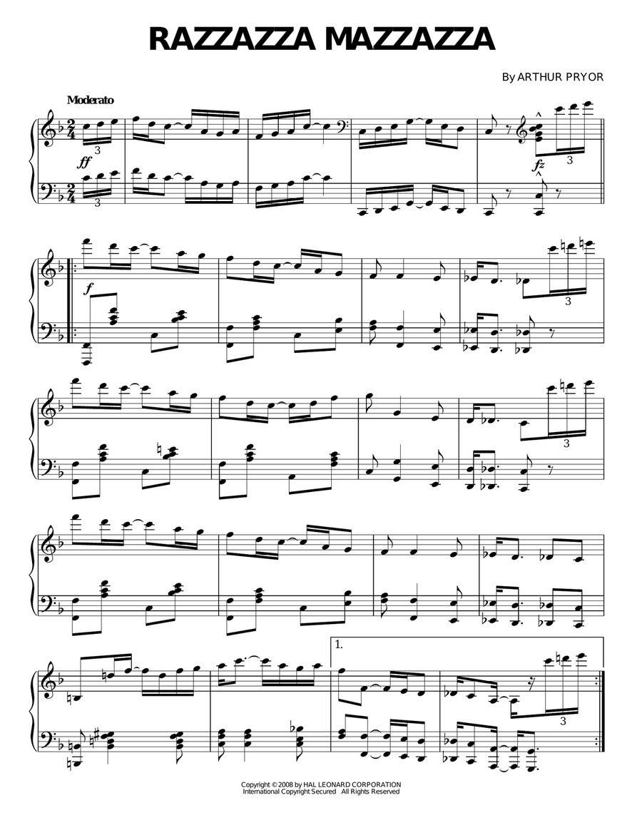 Razzazza Mazzazza Razzazza Mazzazza Piano Solo scores gallery preview page 1