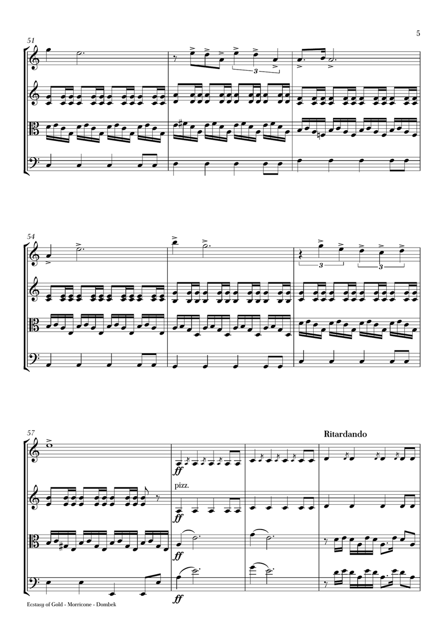 The Ecstasy Of Gold from THE GOOD, THE BAD AND THE UGLY String Quartet scores gallery preview page 5