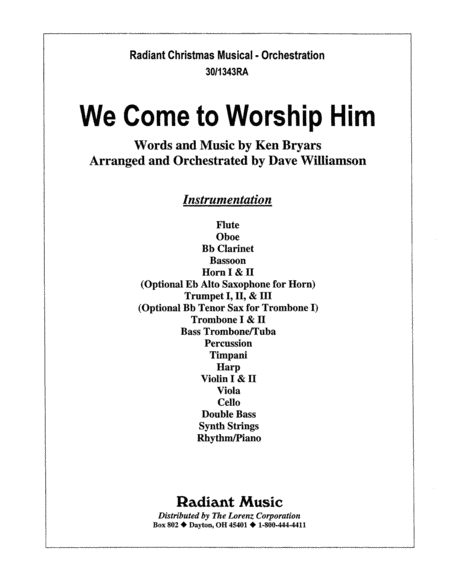 We Come to Worship Him - Score and Parts