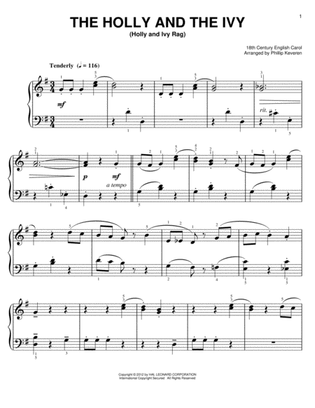 The Holly And The Ivy [Ragtime version] (arr. Phillip Keveren)