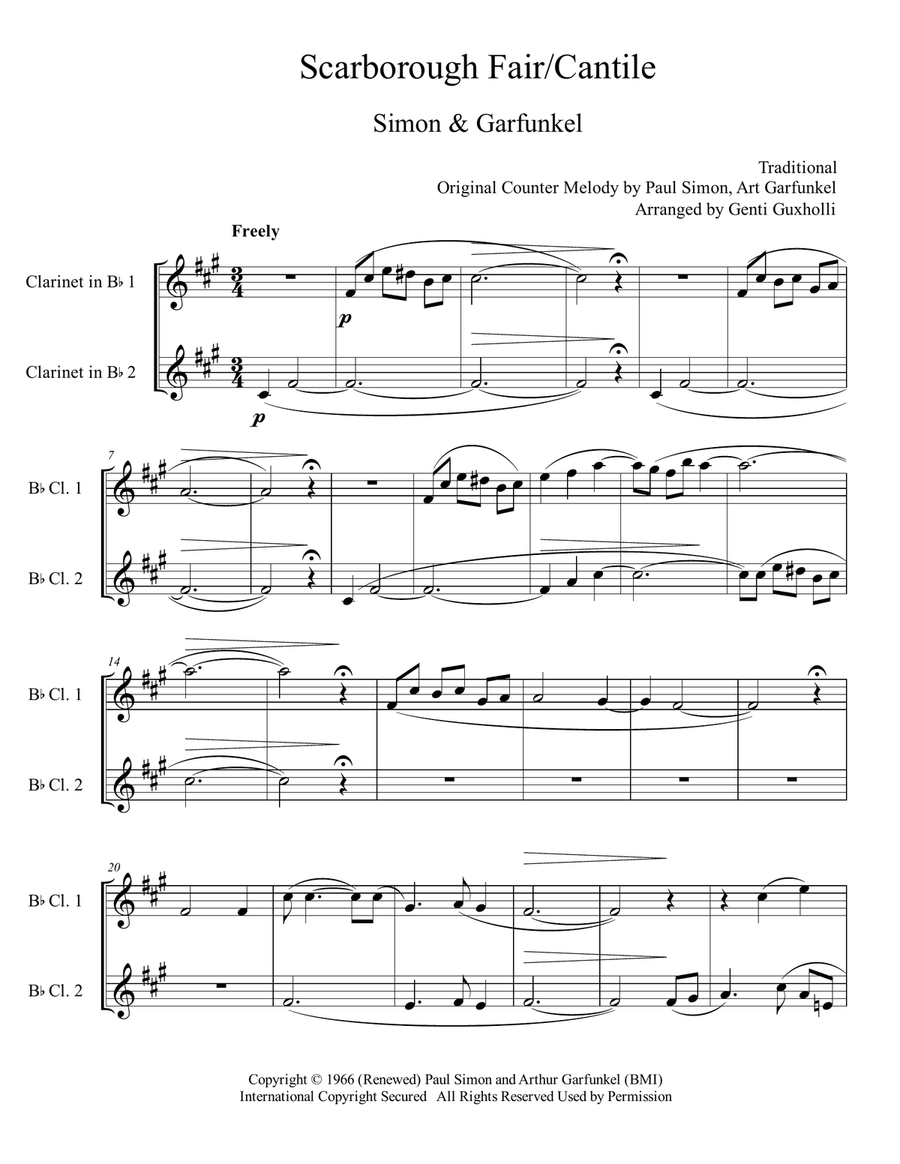 Scarborough Fair/canticle Clarinet Duet scores gallery preview page 2