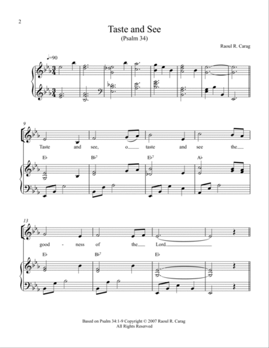 Taste and See (Psalm 34) Taste and See (Psalm 34) 4-Part scores gallery preview page 2