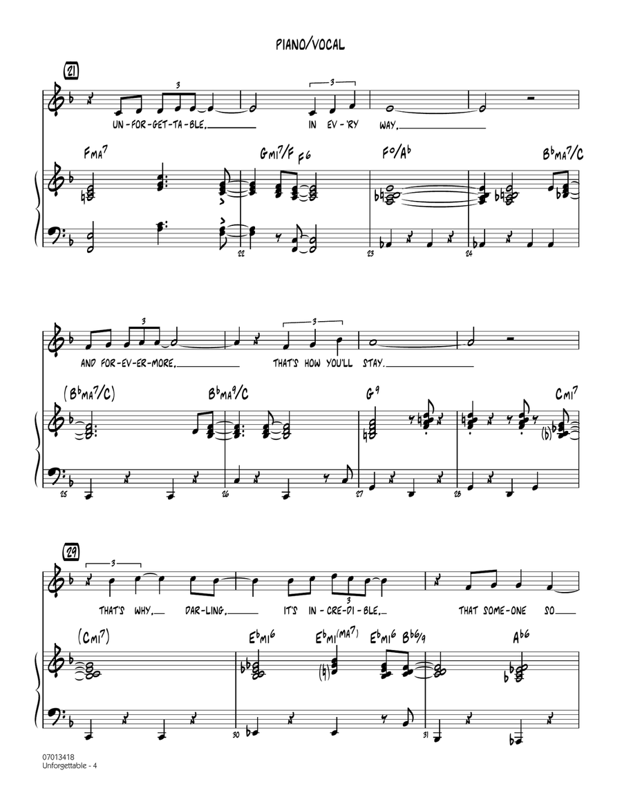 Unforgettable (arr. Roger Holmes) - Piano/Vocal Jazz Ensemble scores gallery preview page 4
