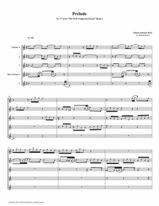 Prelude 17 from Well-Tempered Clavier, Book 2 (Clarinet Quintet)