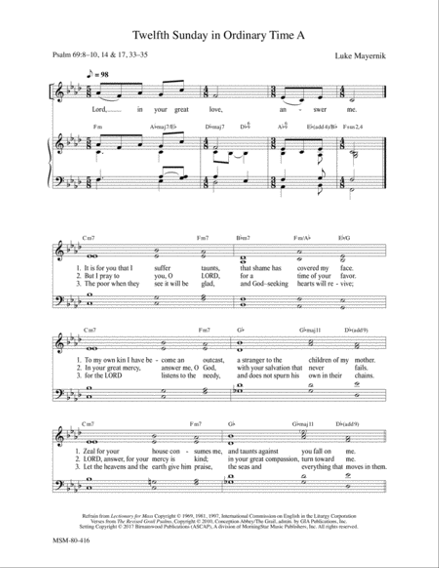 Twelfth Sunday in Ordinary Time A 4-Part scores gallery preview page 1