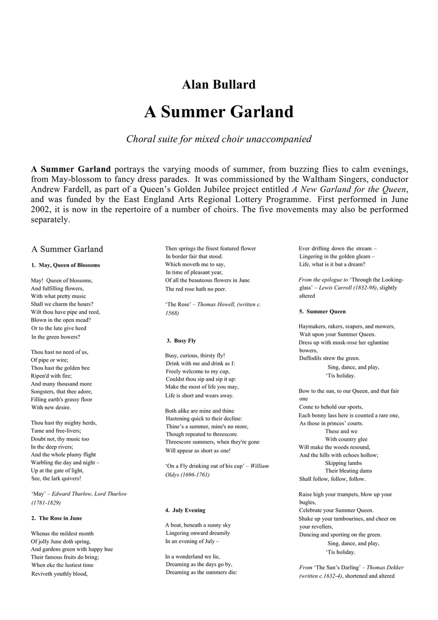 A Summer Garland (choral suite for mixed choir unaccompanied) Divisi scores gallery preview page 2