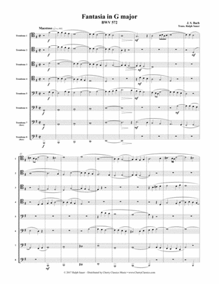 Book cover for Fantasia in G major BWV 572 for 8-part Trombone Ensemble