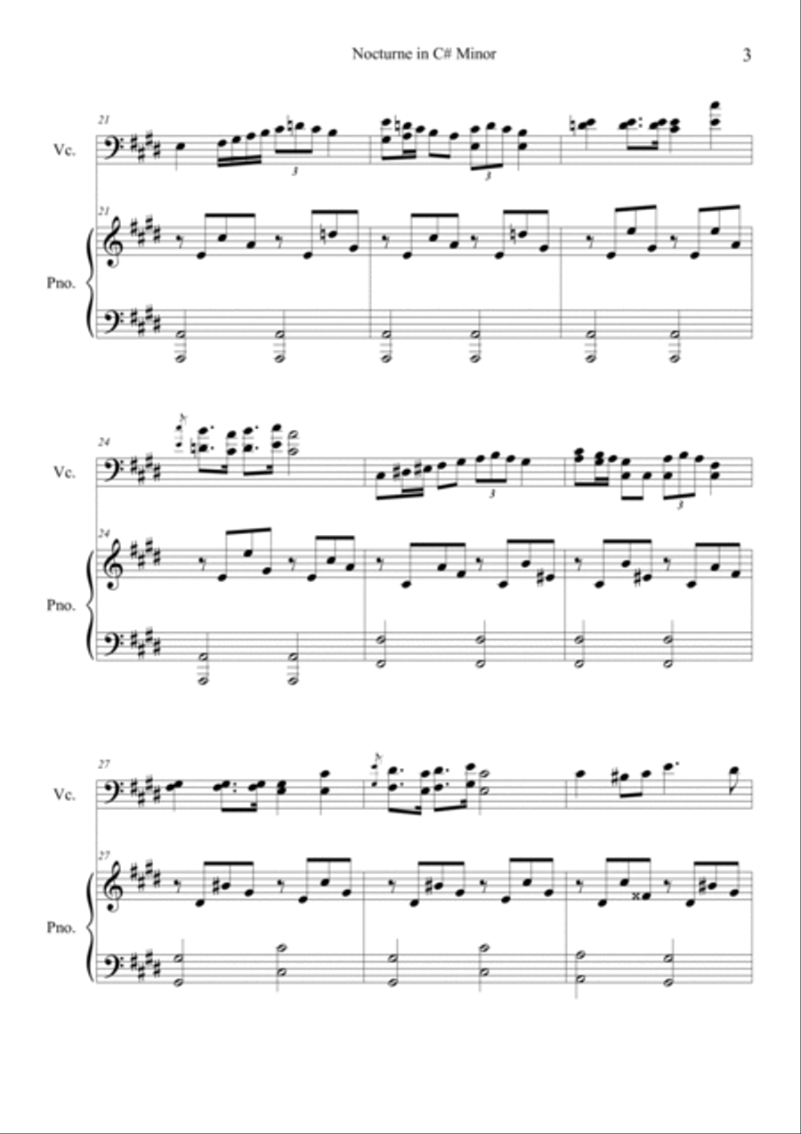 Nocturne in C# minor op.posth Piano scores gallery preview page 3