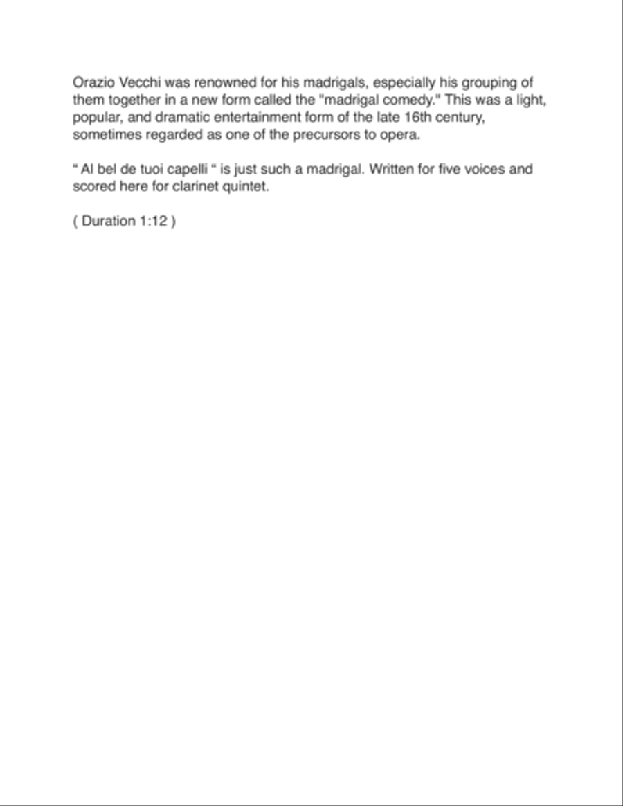 Al bel de tuoi capelli for Clarinet Quintet Clarinet Quintet scores gallery preview page 2