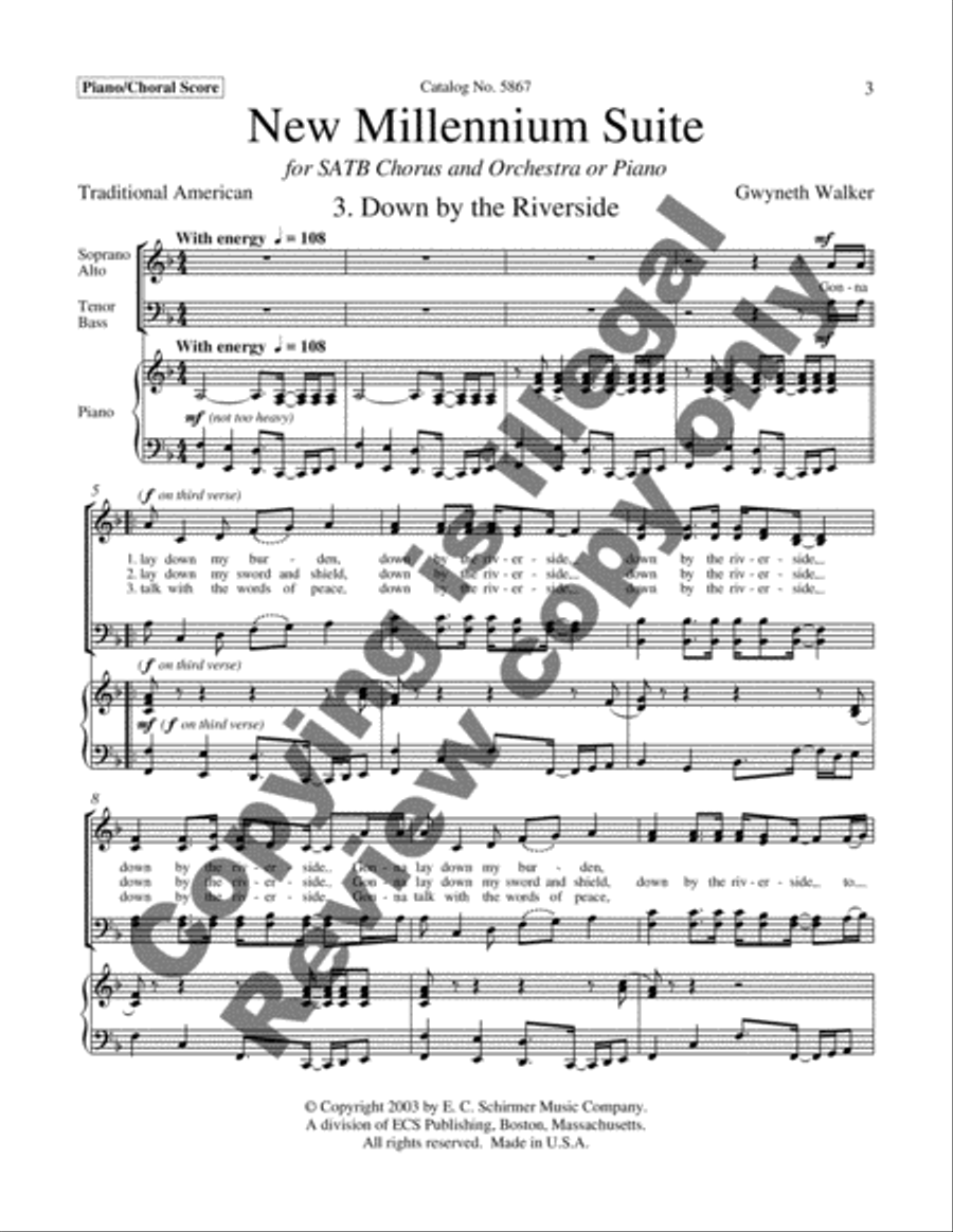New Millennium Suite: 3. Down by the Riverside 4-Part scores gallery preview page 3