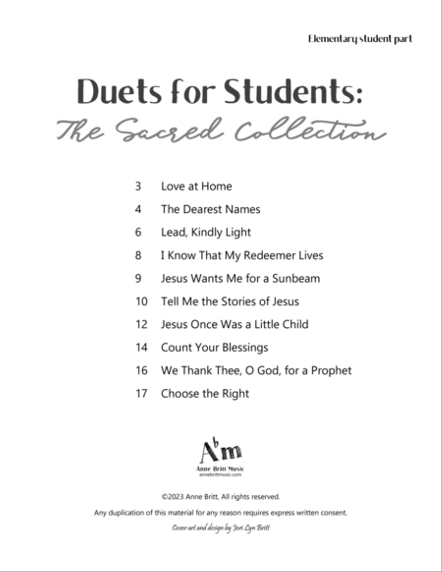 Duets for Students: The Sacred Collection (elementary student book) Piano Method scores gallery preview page 3