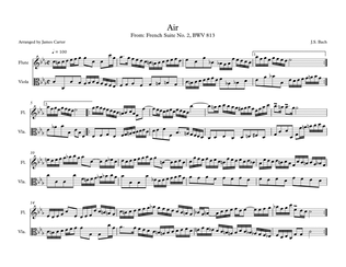 Air from French Suite No. 2 for Flute & Viola Duet
