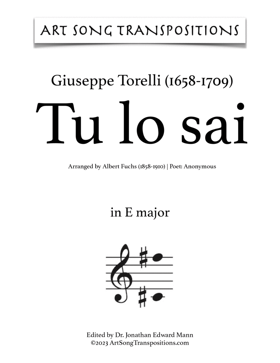 TORELLI: Tu lo sai (transposed to E major)