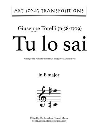 TORELLI: Tu lo sai (transposed to E major)