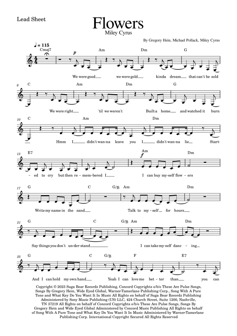 Flowers Piano scores gallery preview page 1