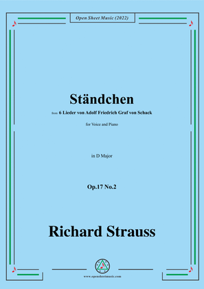 Book cover for Richard Strauss-Ständchen,in D Major
