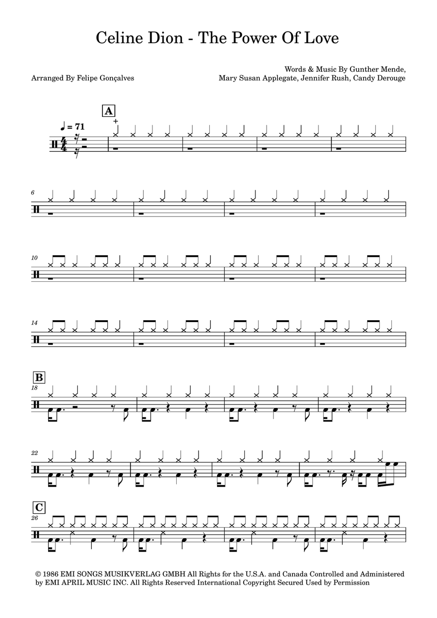 The Power Of Love The Power Of Love Drum Set scores gallery preview page 1