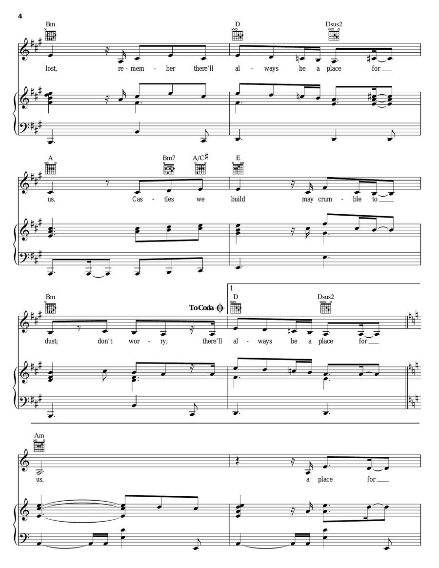 A Place For Us Piano, Vocal, Guitar scores gallery preview page 4