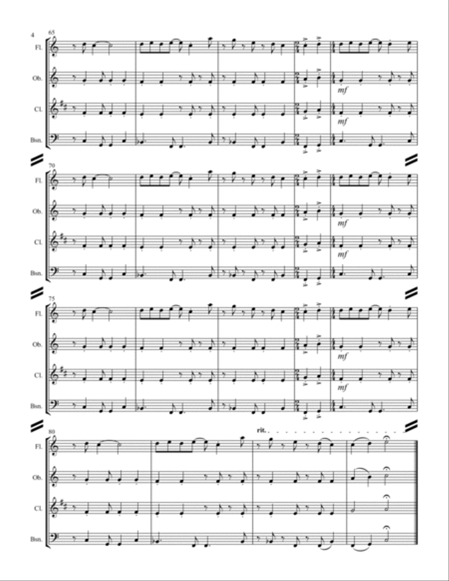 Raindrops Keep Fallin' On My Head Woodwind Quartet scores gallery preview page 5