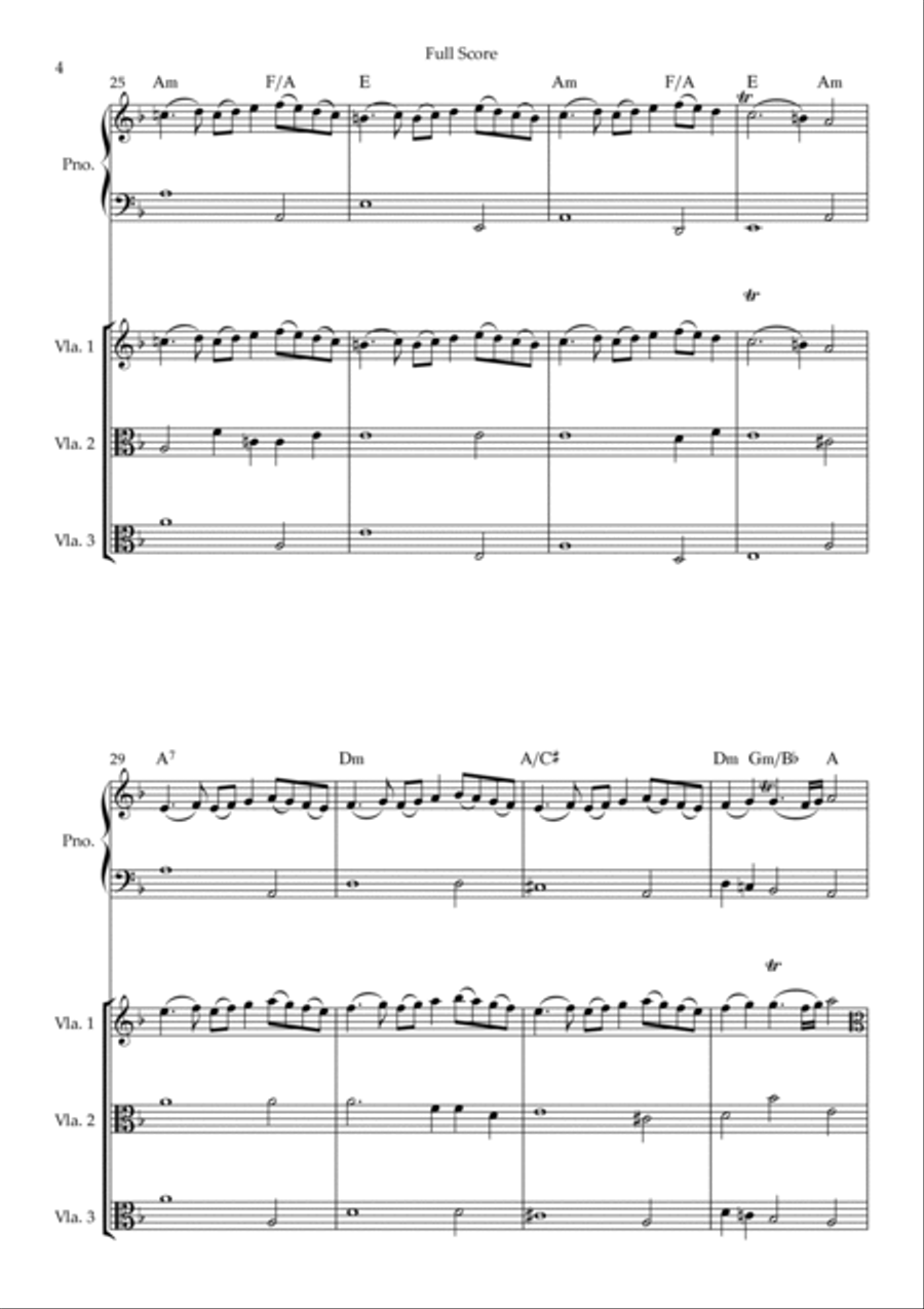 Rondeau (from Abdelazer) for Viola Trio and Piano Accompaniment with Chords Piano Quartet scores gallery preview page 4