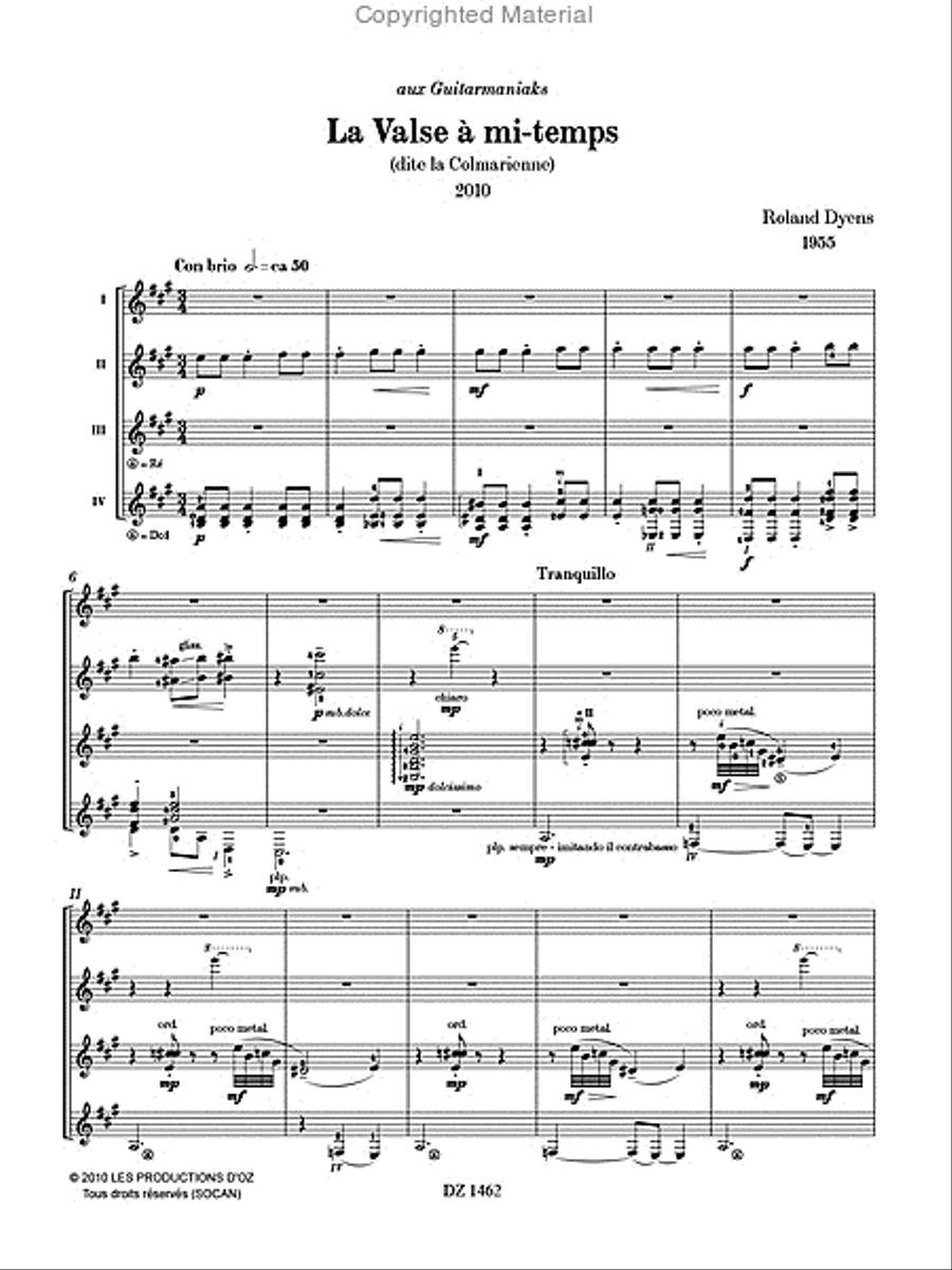 La Valse à mi-temps (dite la Colmarienne) Guitar Ensemble scores gallery preview page 2