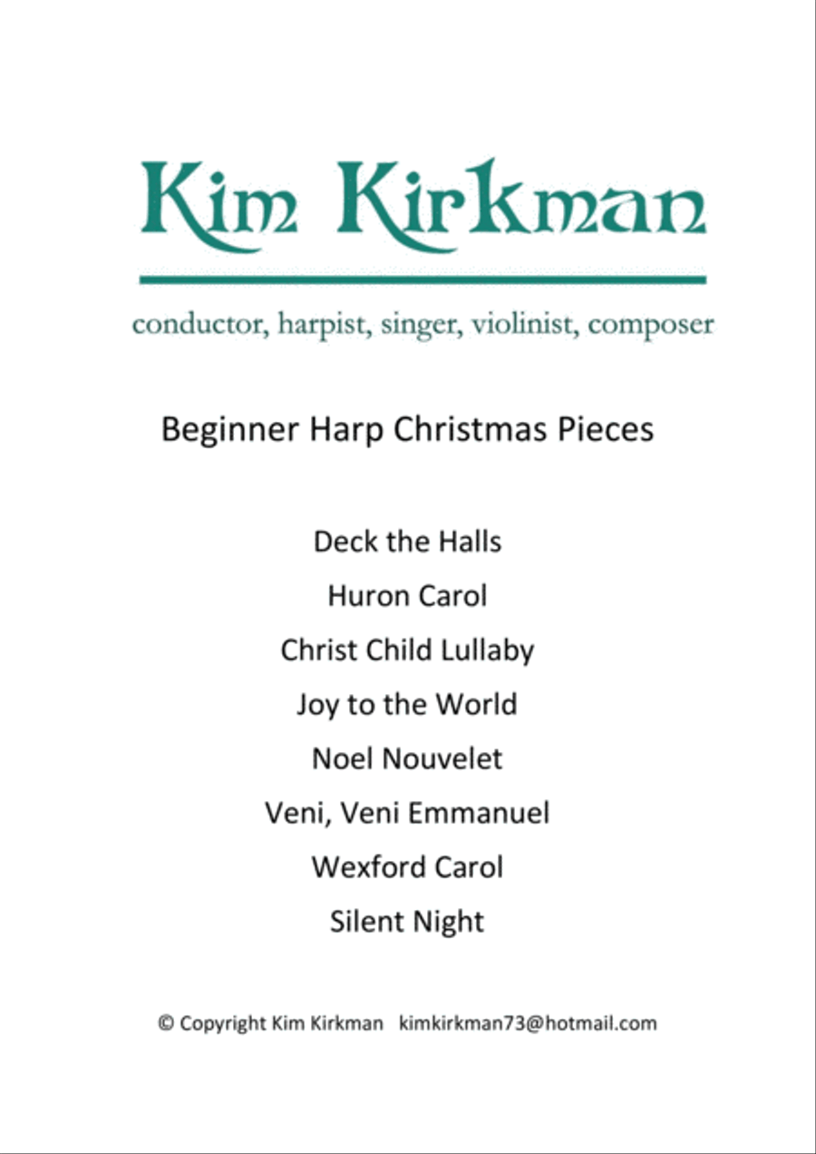 Eight Beginner Harp Christmas Pieces Harp scores gallery preview page 1