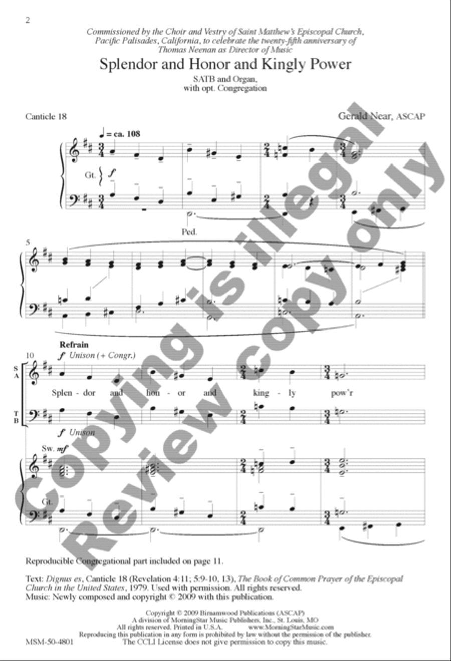Splendor and Honor and Kingly Power 4-Part scores gallery preview page 2